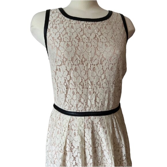 Speechless Cream Lace Babydoll Dress Sz 13 Juniors Black Faux Leather Waist - Picture 4 of 12